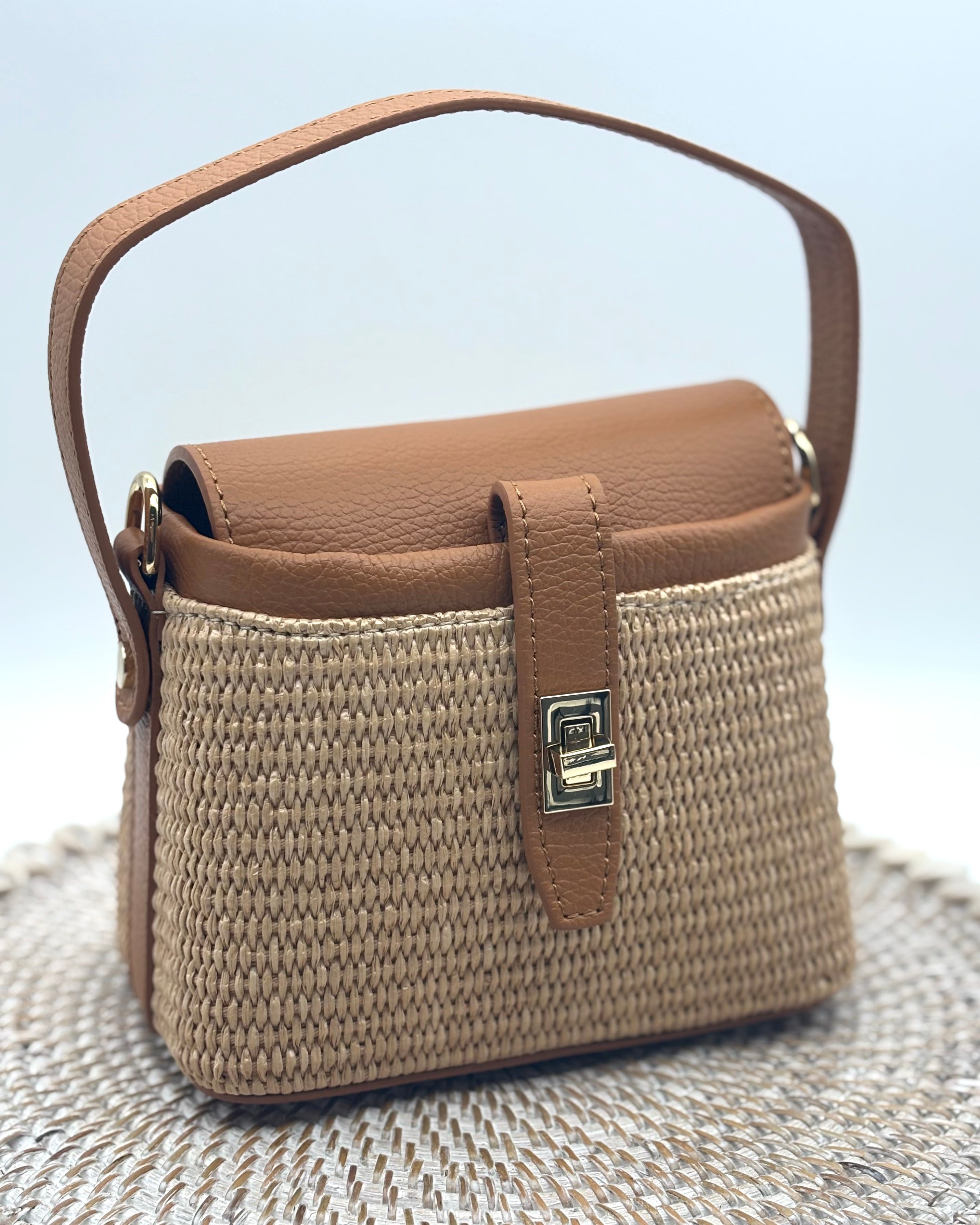 Rimini Raffia/Leather Bag - Tan
