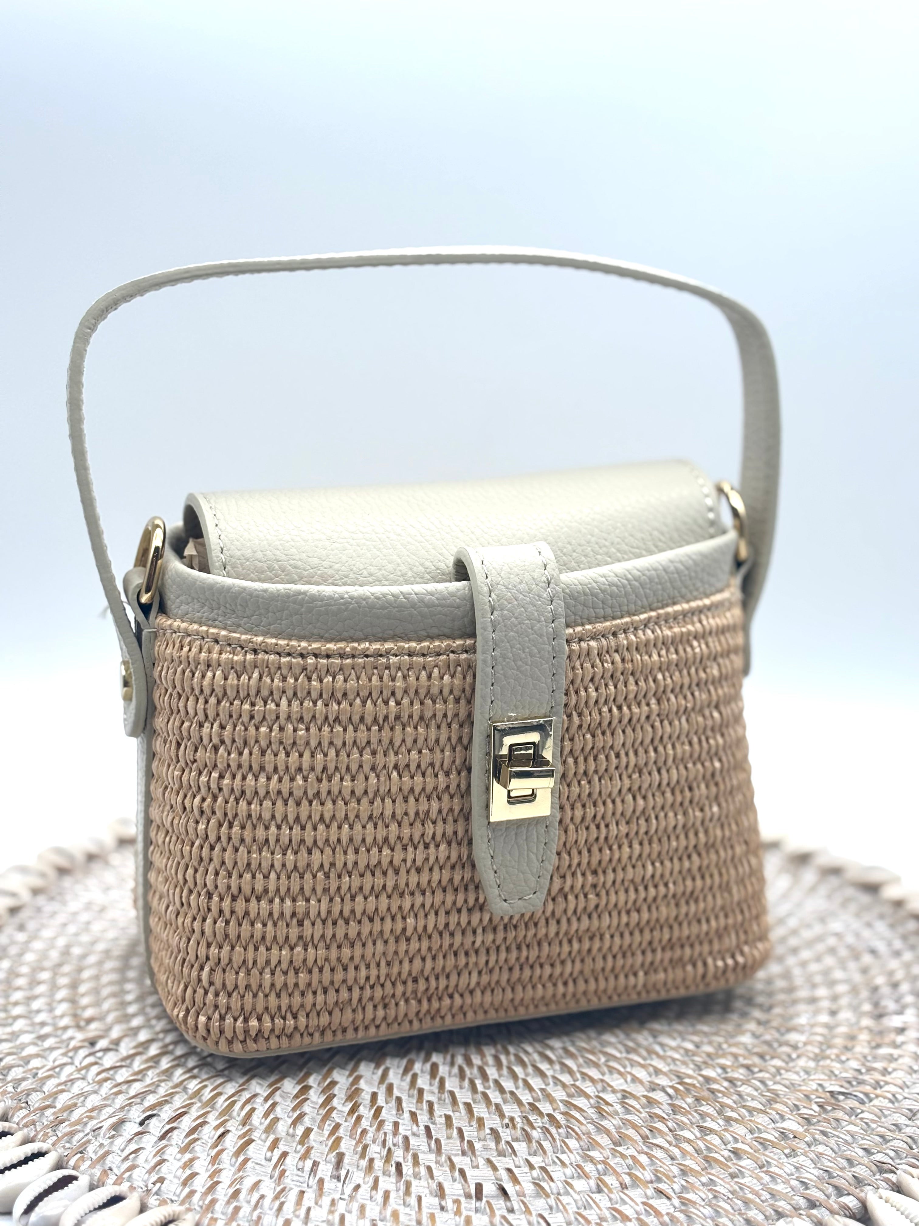 Rimini Raffia/Leather Bag - Cream
