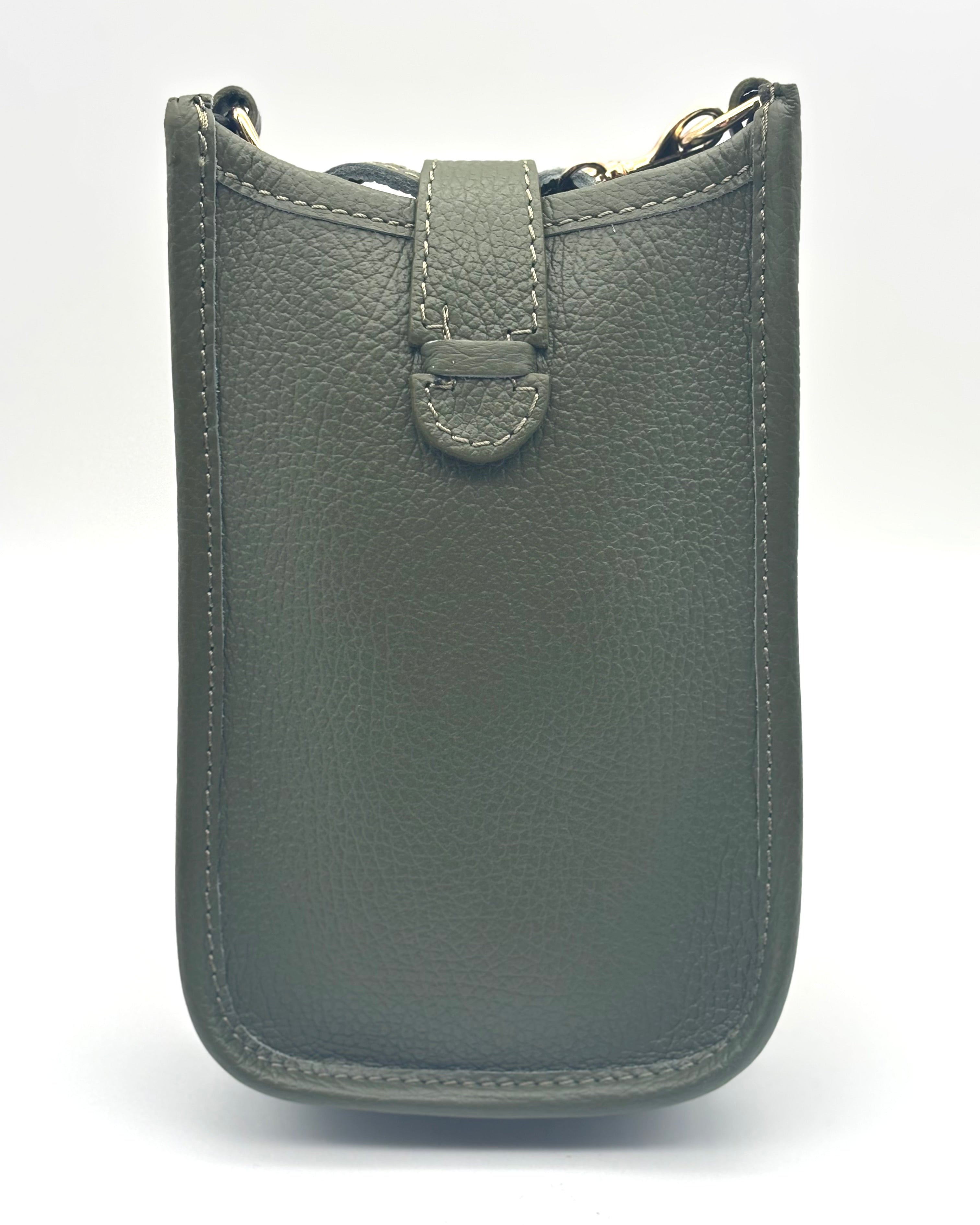 Cortona Raffia/Leather Phone Bag - Olive