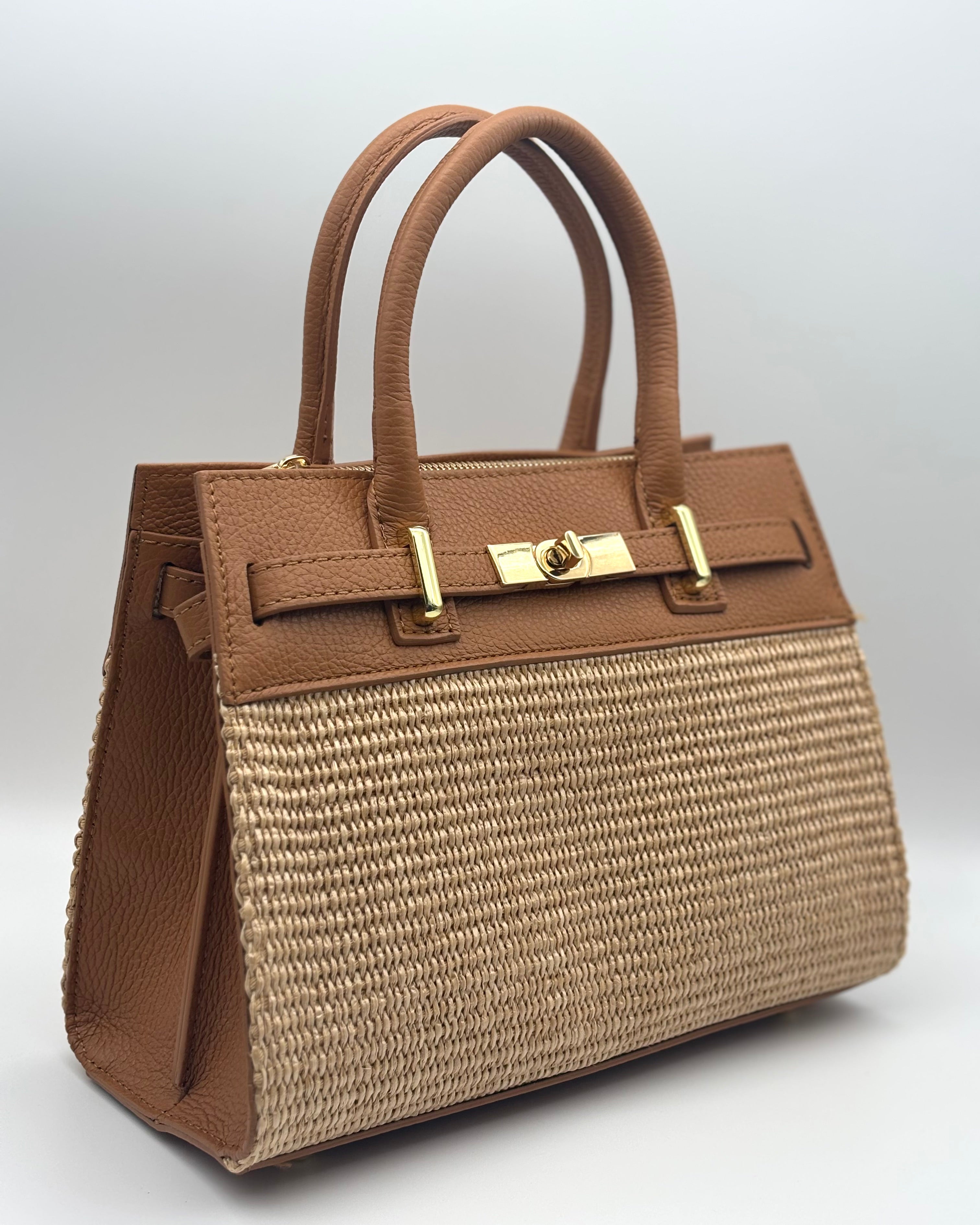 Bellagio Raffia/Leather Bag - Tan