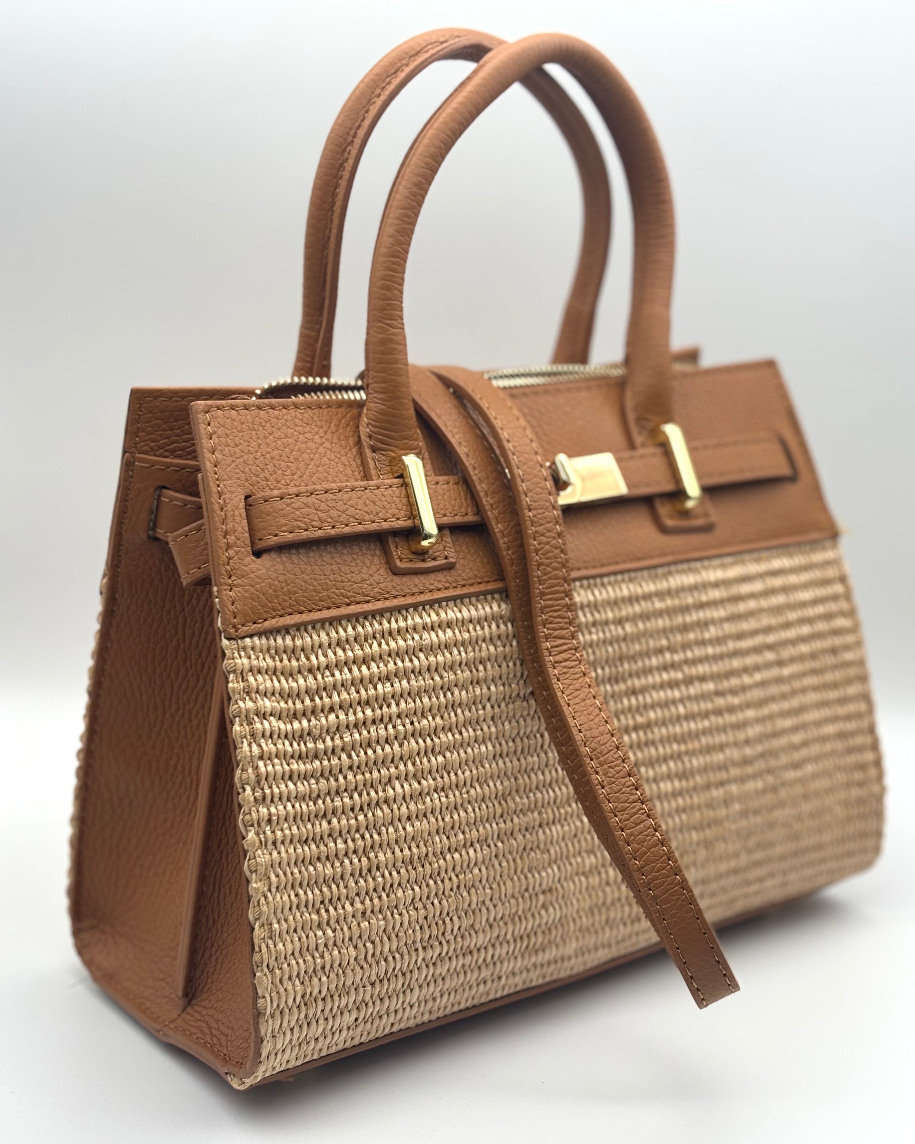 Bellagio Raffia/Leather Bag - Tan