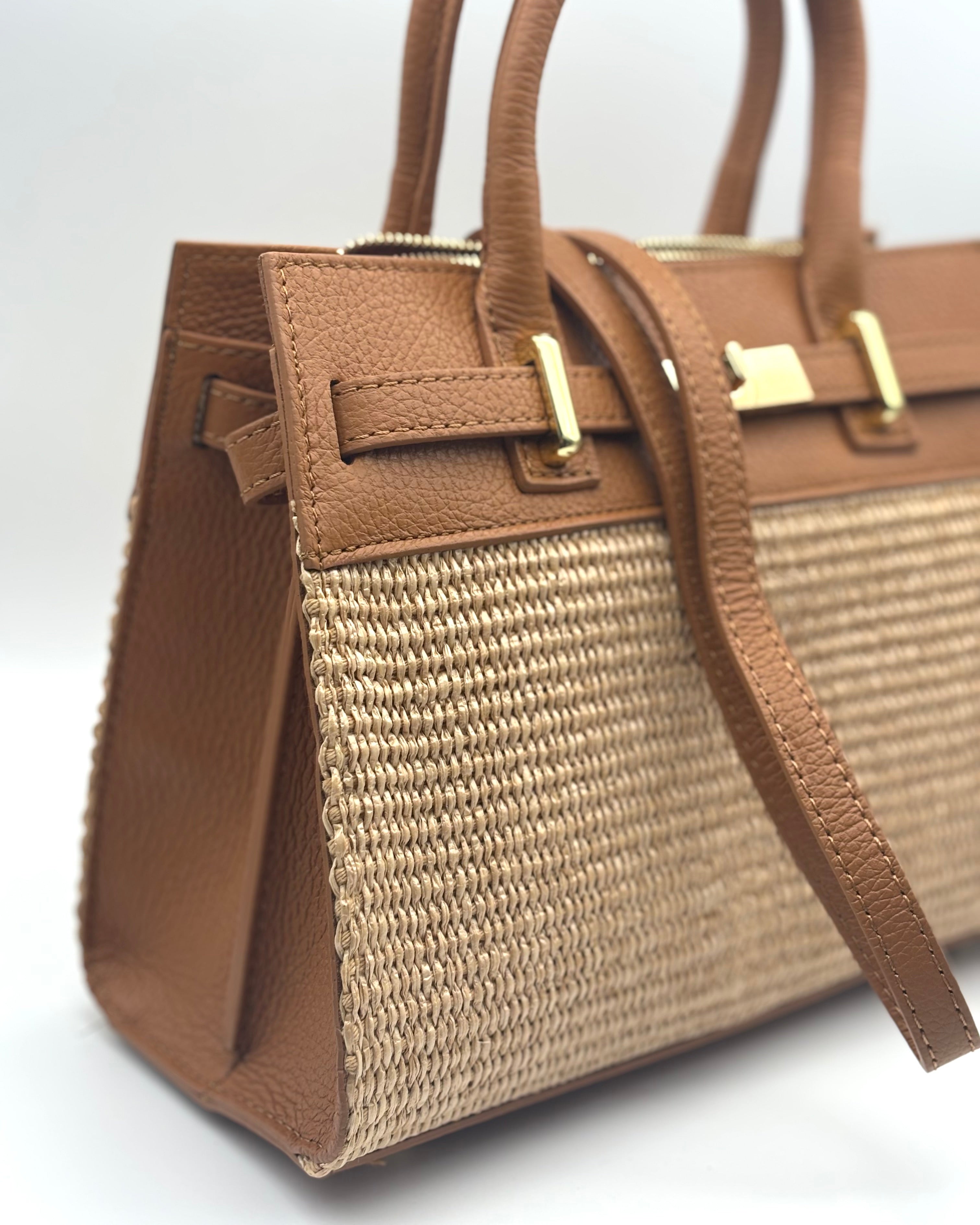 Bellagio Raffia/Leather Bag - Tan
