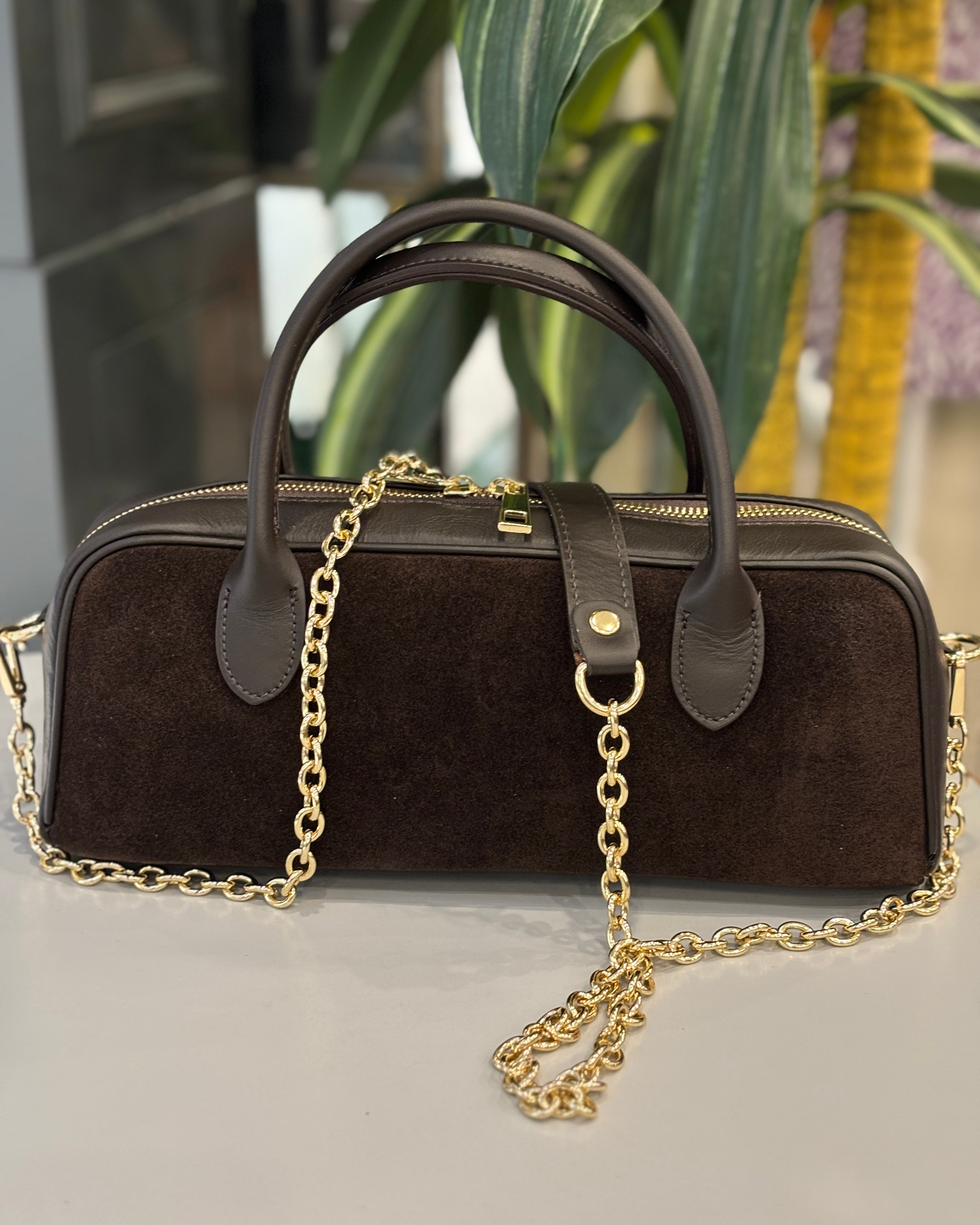 Dolcedo Suede Bag - Chocolate