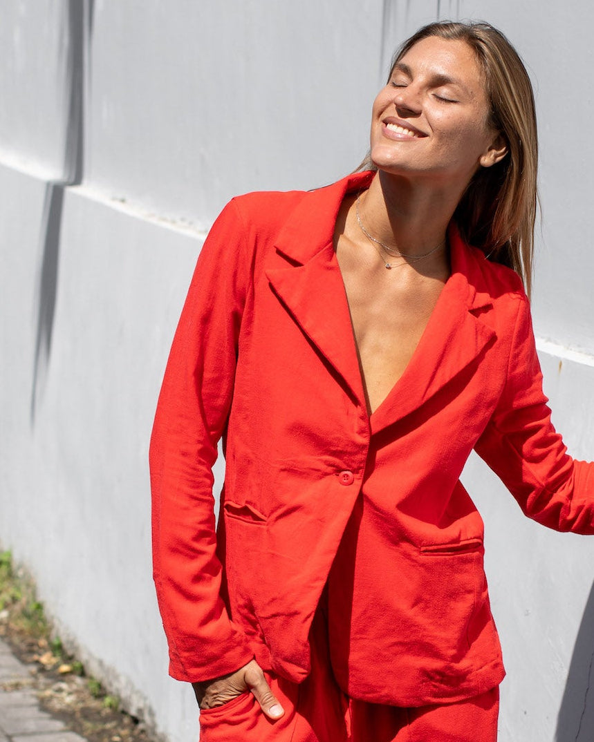 Genevieve Blazer - Mandarin Red