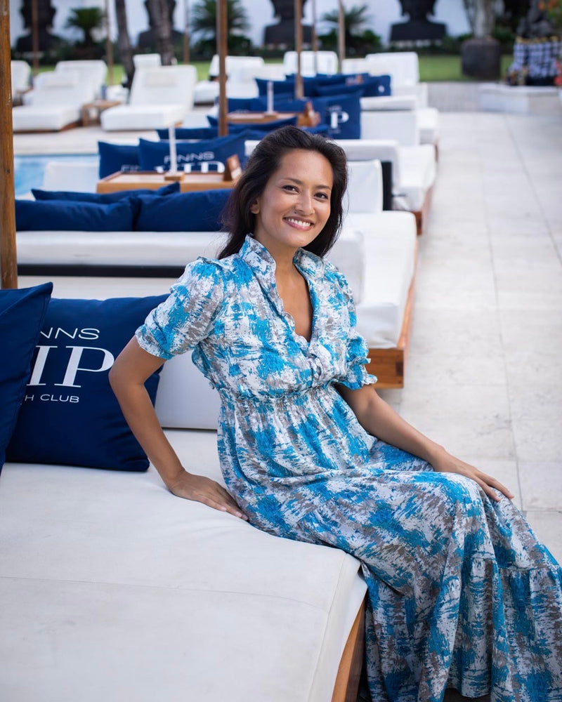 Jo Dress - Grey/Turquoise Tie Dye