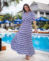 Jo Dress - Navy Chevron