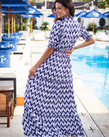 Jo Dress - Navy Chevron