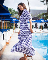 Jo Dress - Navy Chevron