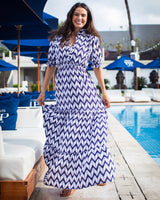 Jo Dress - Navy Chevron