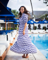 Jo Dress - Navy Chevron