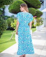 Julia Dress - Aqua Coral Leopard