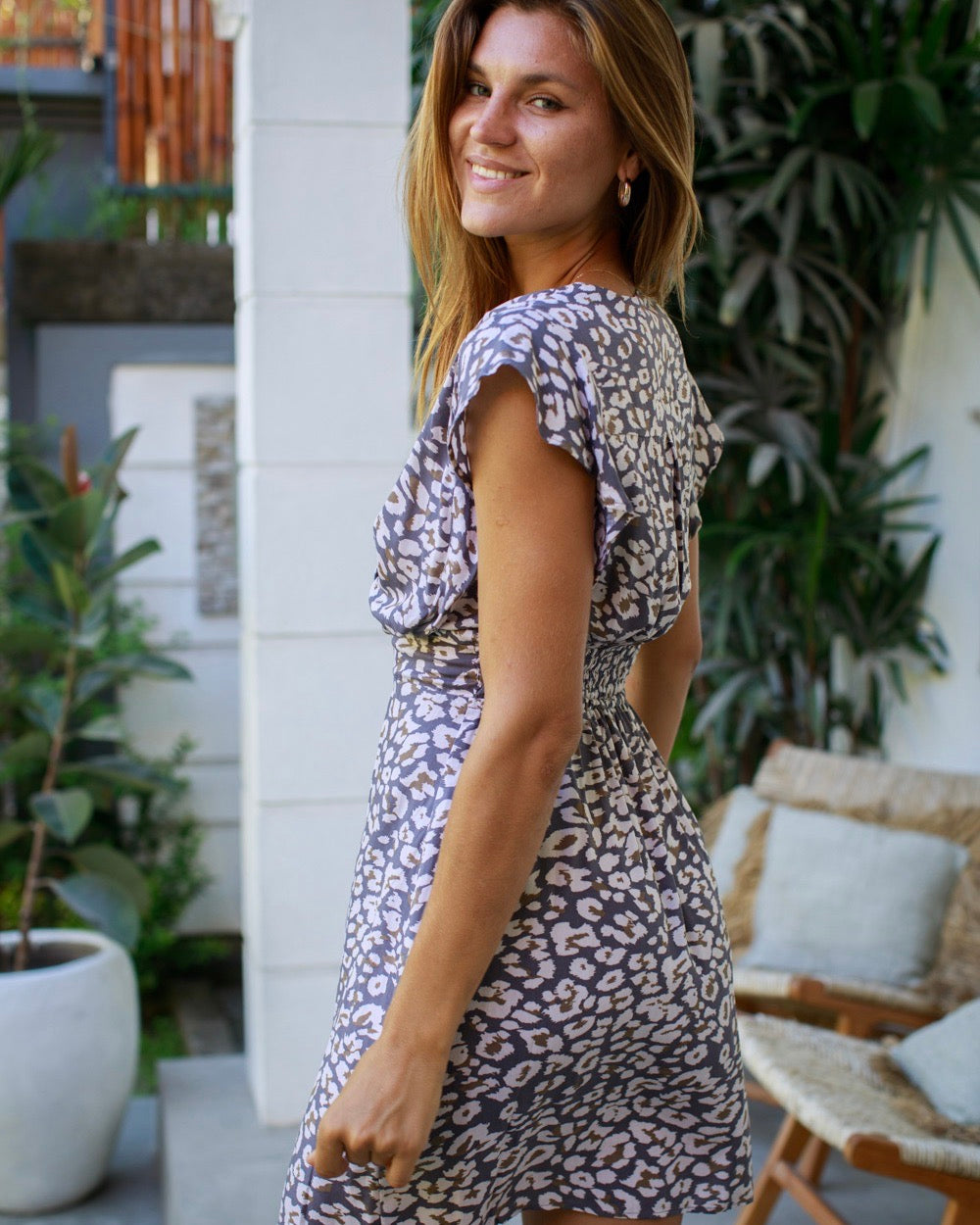 Julia Dress - Coffee Leopard