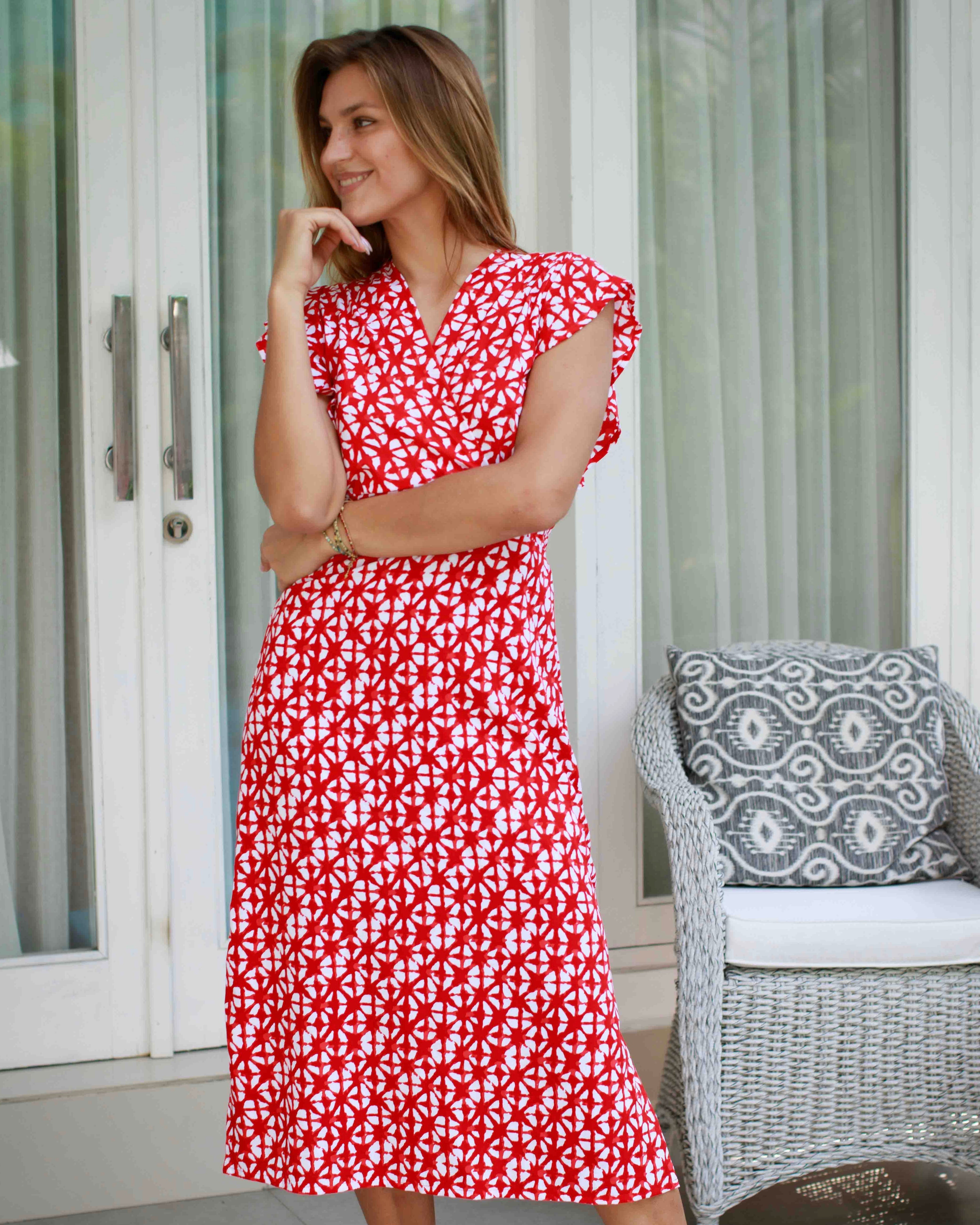 Julia Dress - Red Star Batik