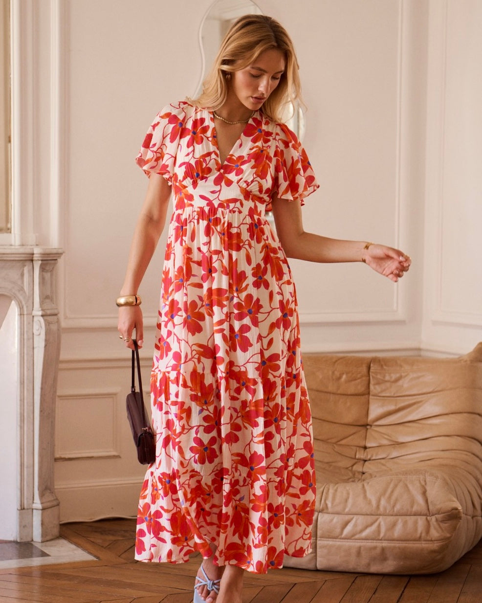 Juliette Dress – Large Pink Flower