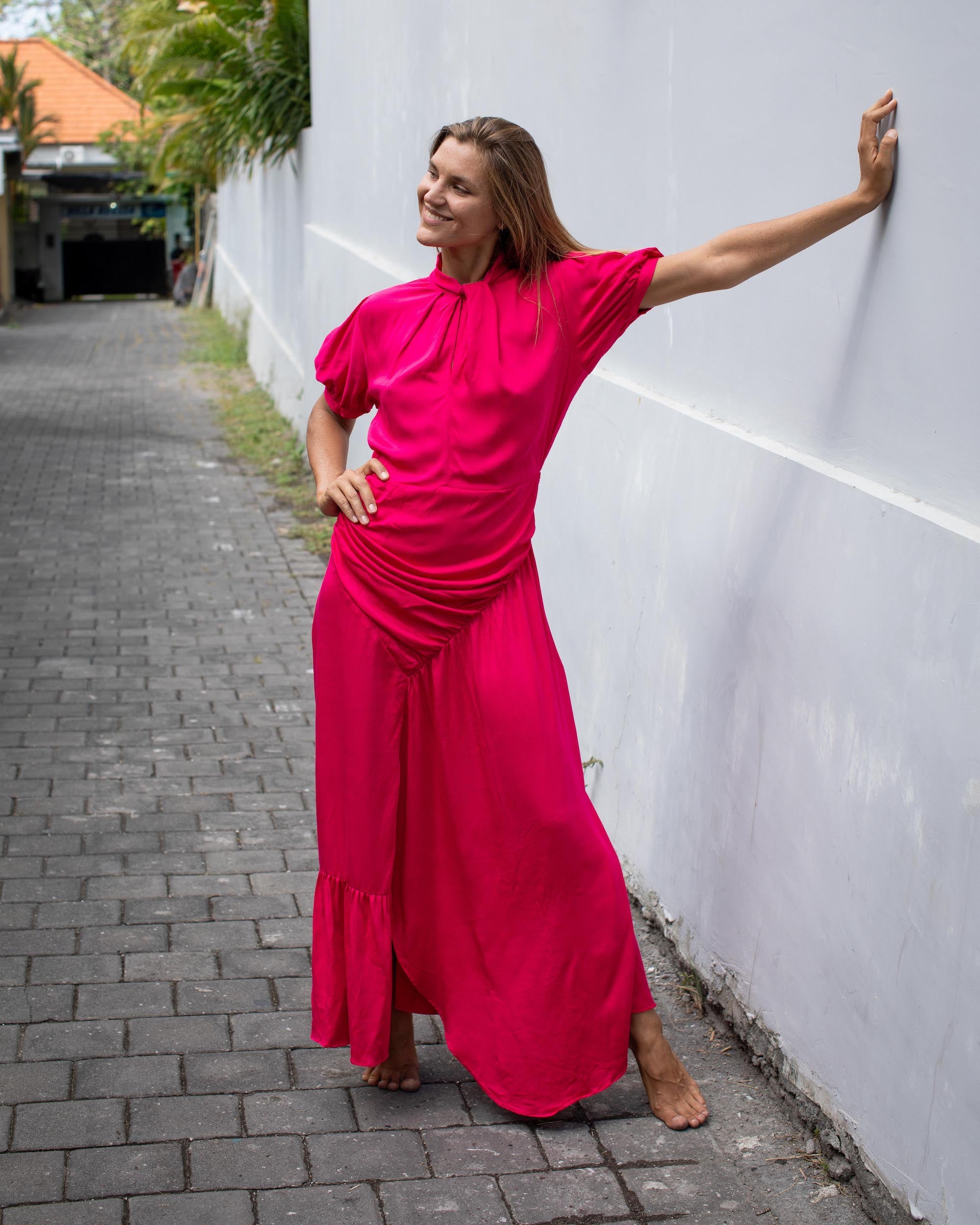 Kaia Dress - Fuchsia Bamboo