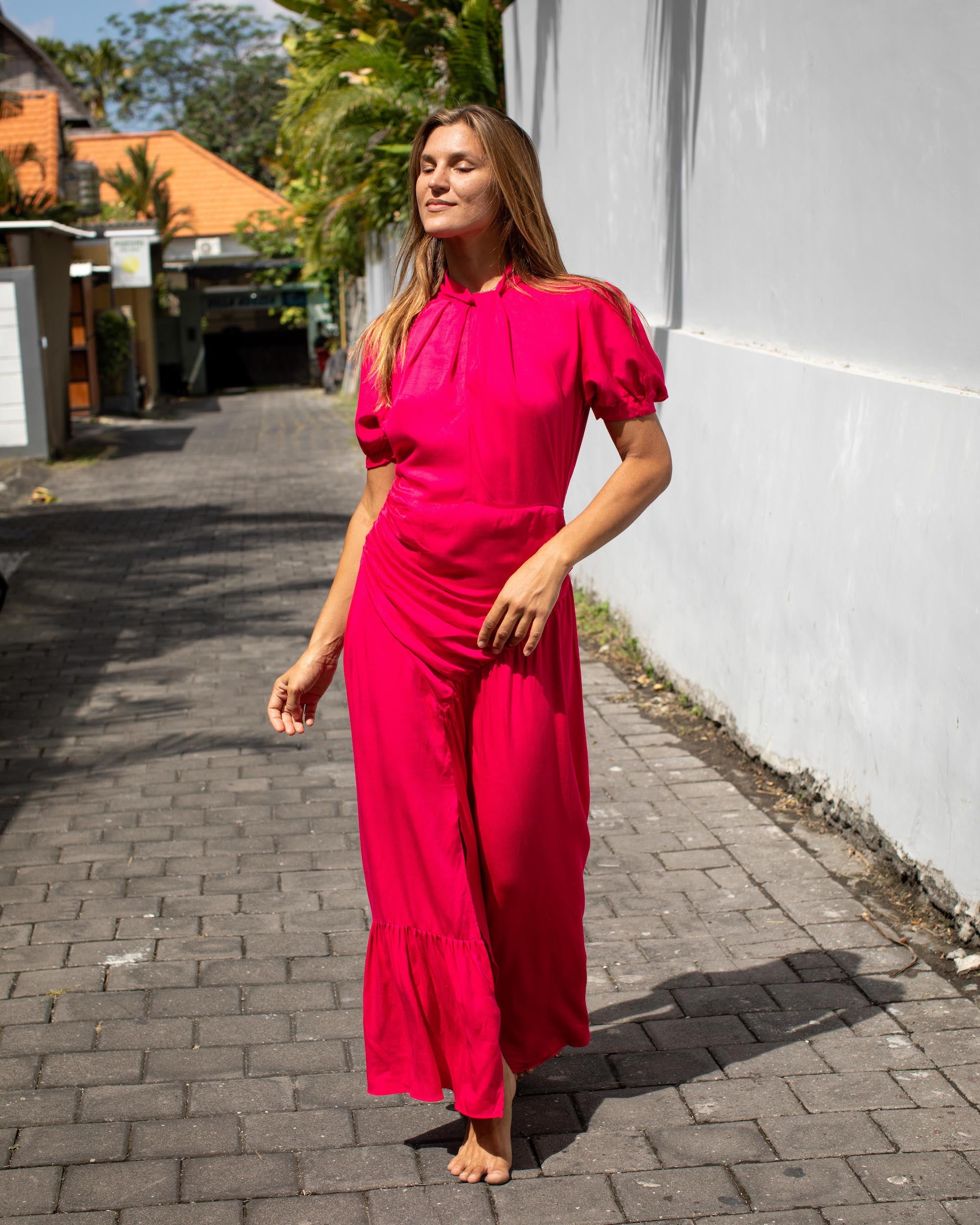 Kaia Dress - Fuchsia Bamboo