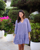 Kora Dress - Navy Trellis