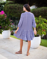 Kora Dress - Navy Trellis