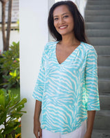 Lizzie Top - Turquoise Zebra