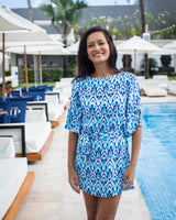 Lola Dress - Aqua Cobalt Ikat