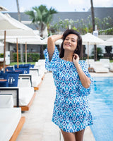 Lola Dress - Aqua Cobalt Ikat
