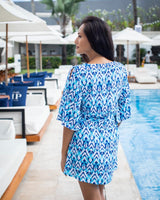 Lola Dress - Aqua Cobalt Ikat