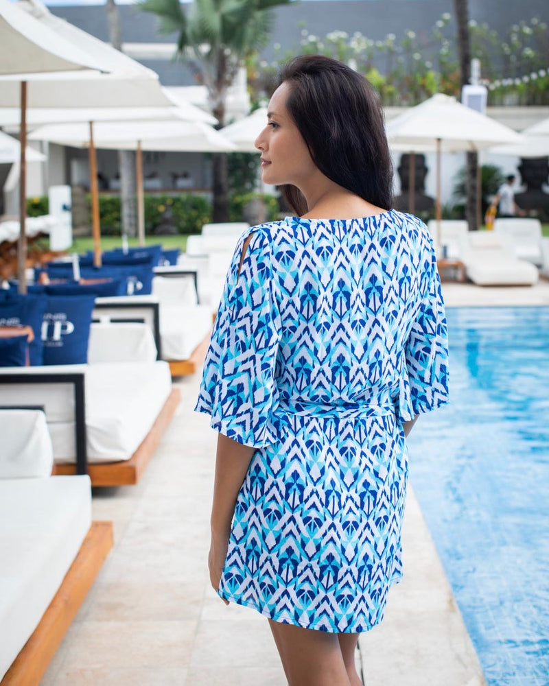 Lola Dress - Aqua Cobalt Ikat
