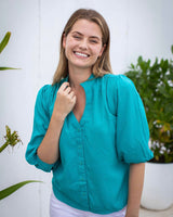 Louise Shirt - Plain Teal