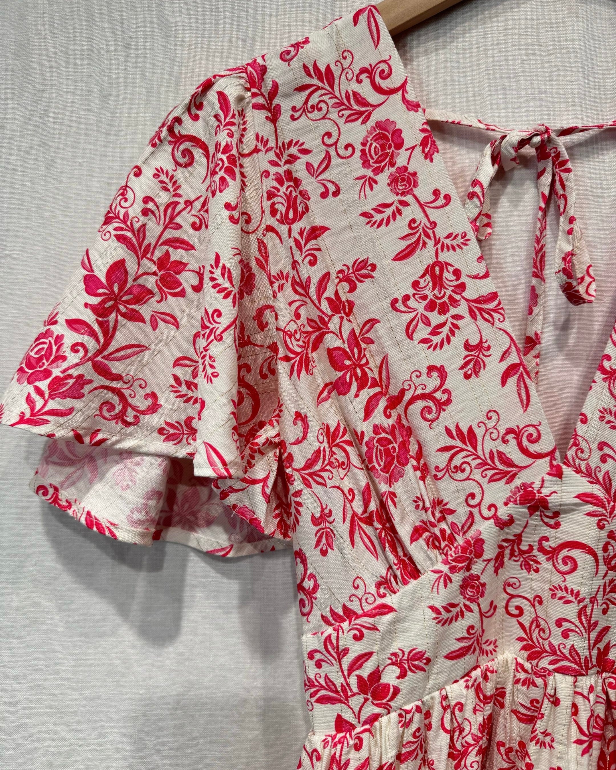 Juliette Short Dress - Fuchsia Flower
