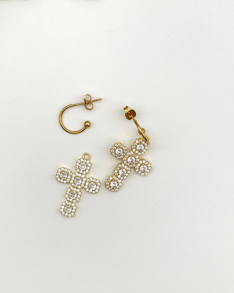 Madonna - Diamante Cross Earrings