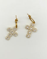 Madonna - Diamante Cross Earrings