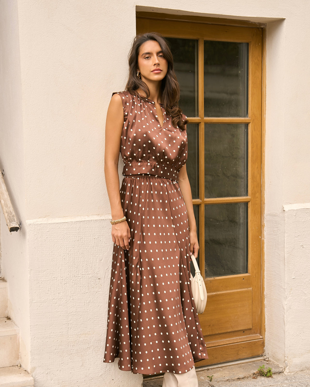 Manon Satin Maxi Skirt - Chocolate Spot