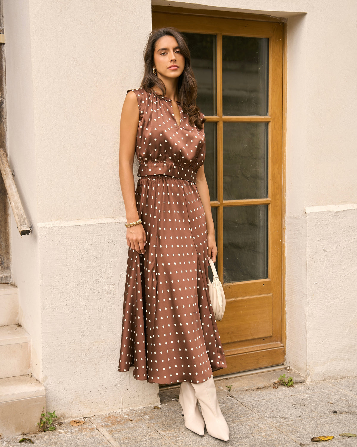 Manon Satin Maxi Skirt - Chocolate Spot