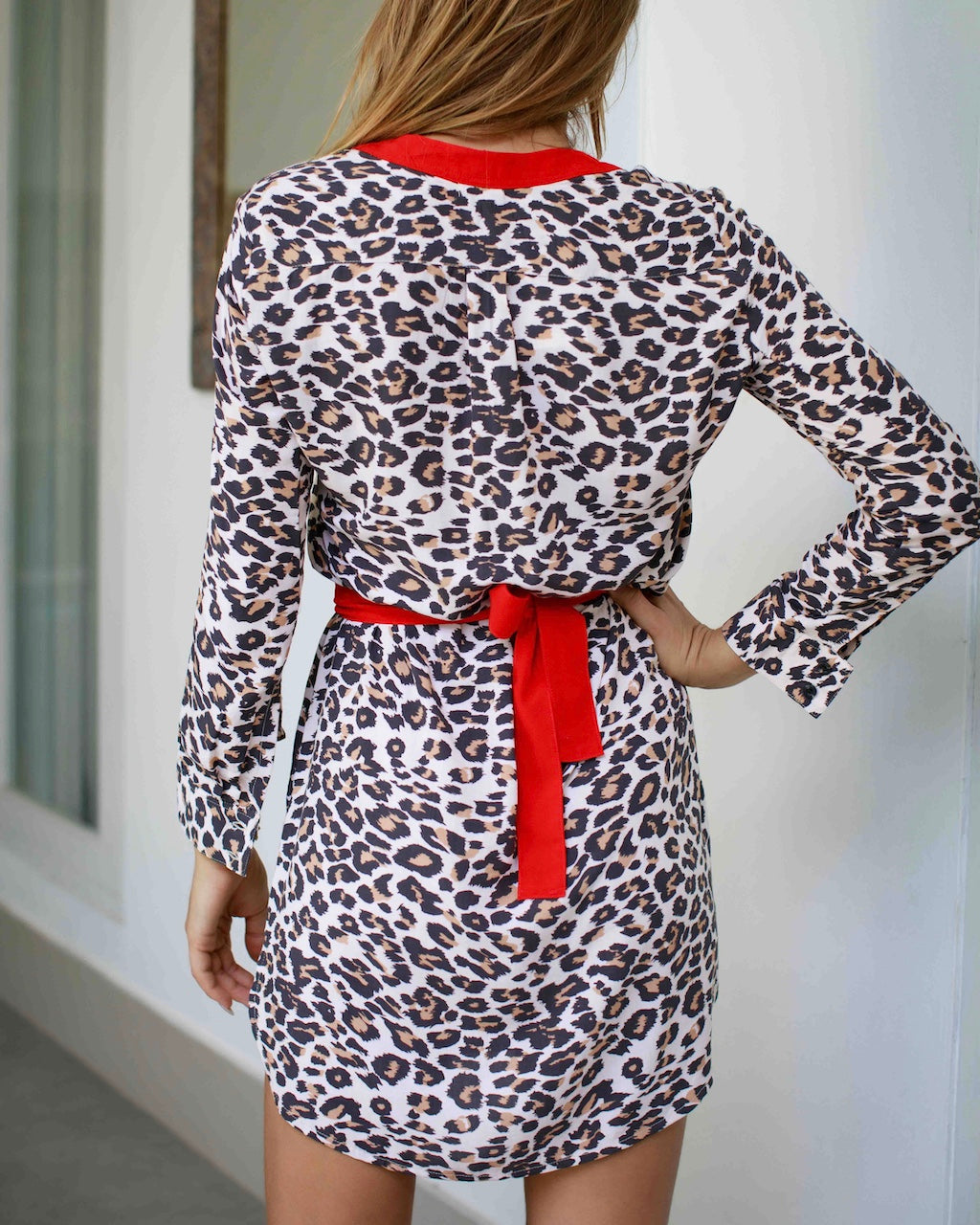 Maria Dress - Leopard / Red Trim