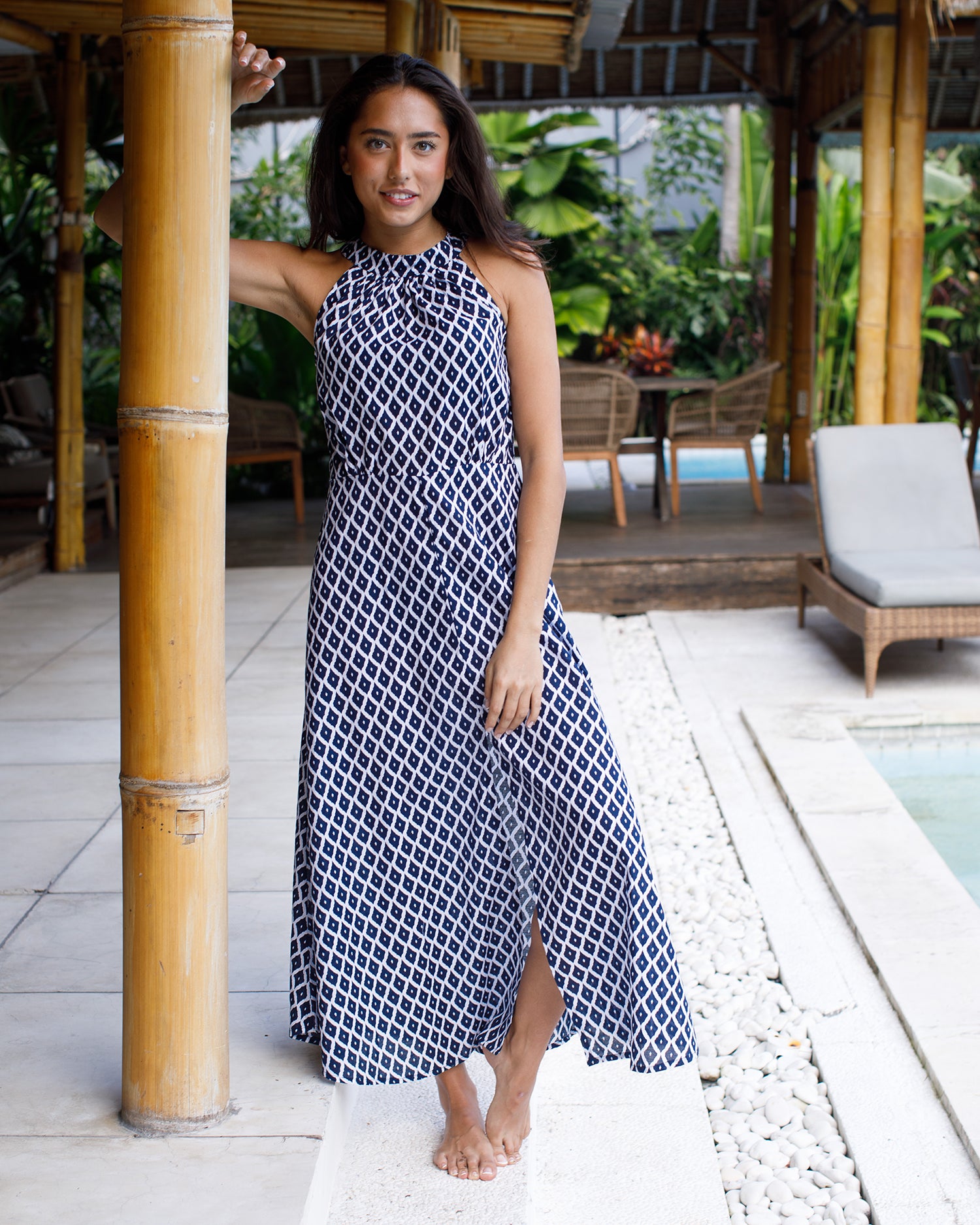 Metis Dress - Navy Trellis Cotton