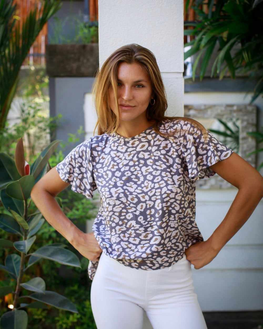 Mimi Top - Coffee Leopard