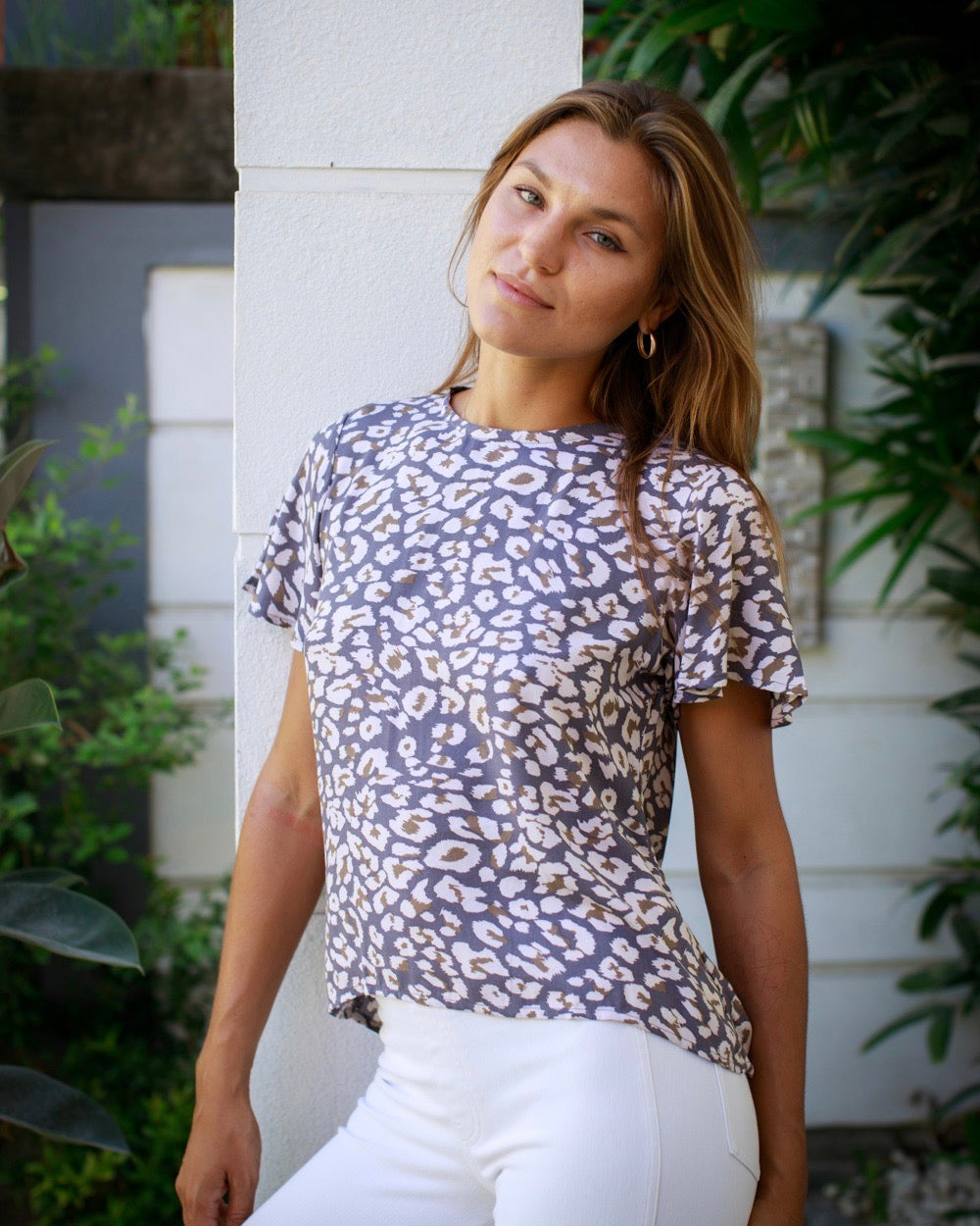 Mimi Top - Coffee Leopard