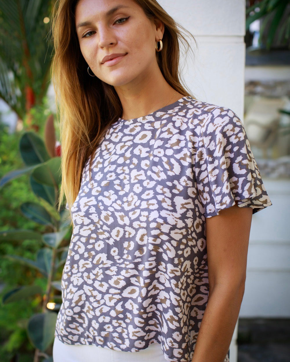Mimi Top - Coffee Leopard