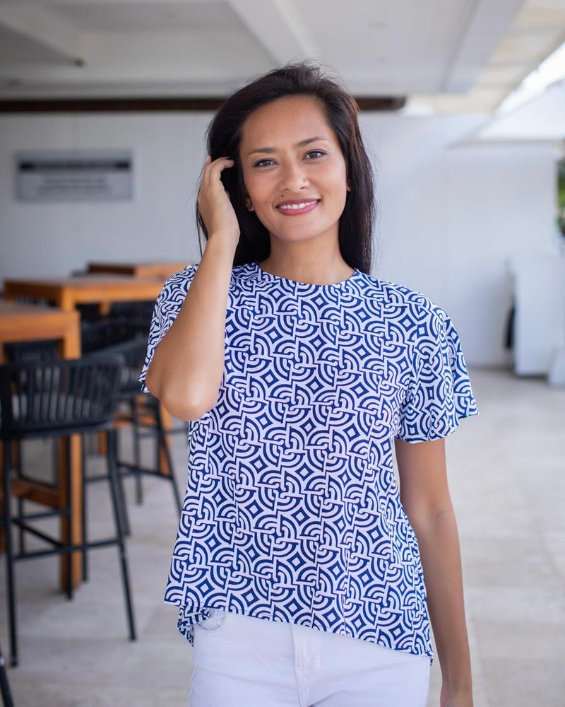 Mimi Top - Midnight Blue Large Maze