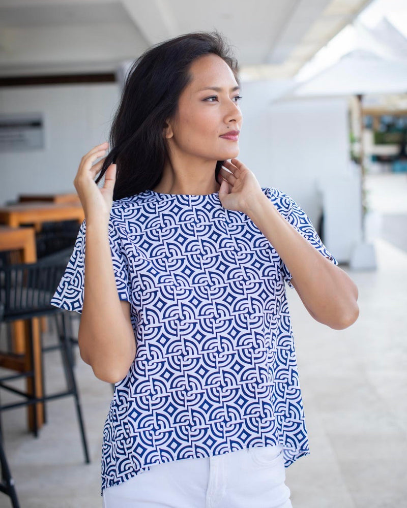 Mimi Top - Midnight Blue Large Maze