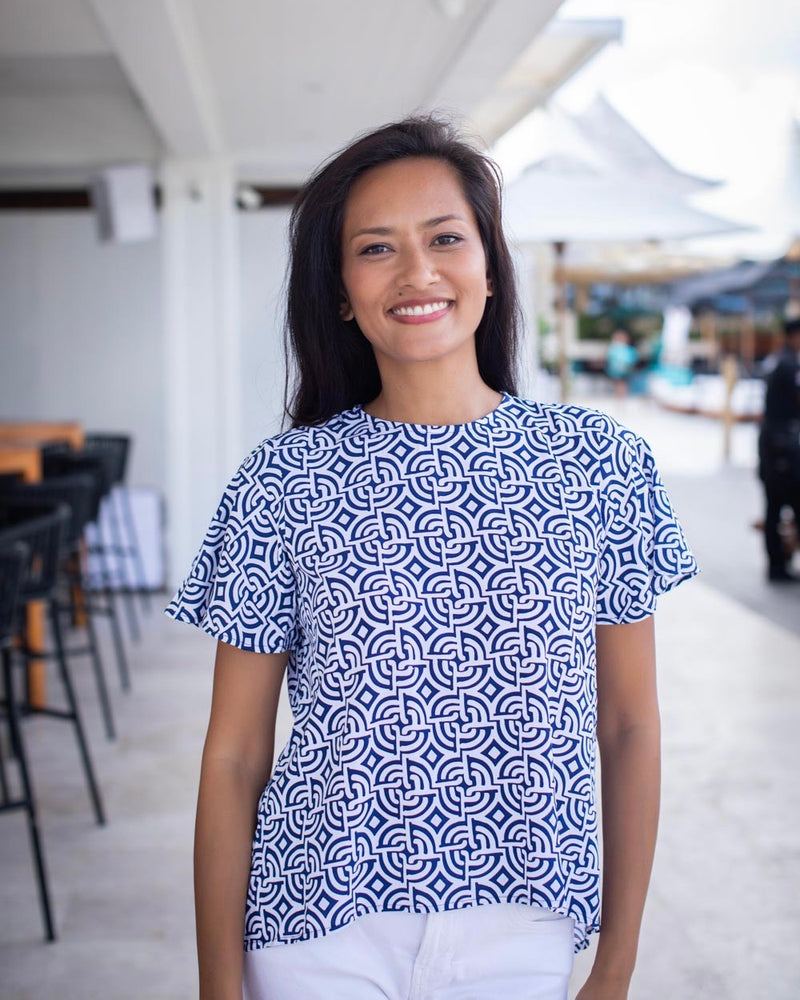 Mimi Top - Midnight Blue Large Maze