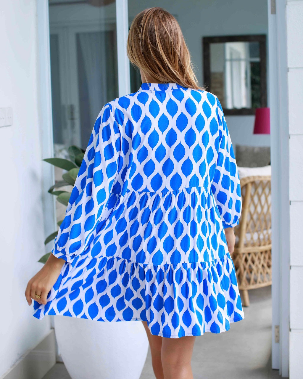 Morgan Dress - Cobalt London Trellis