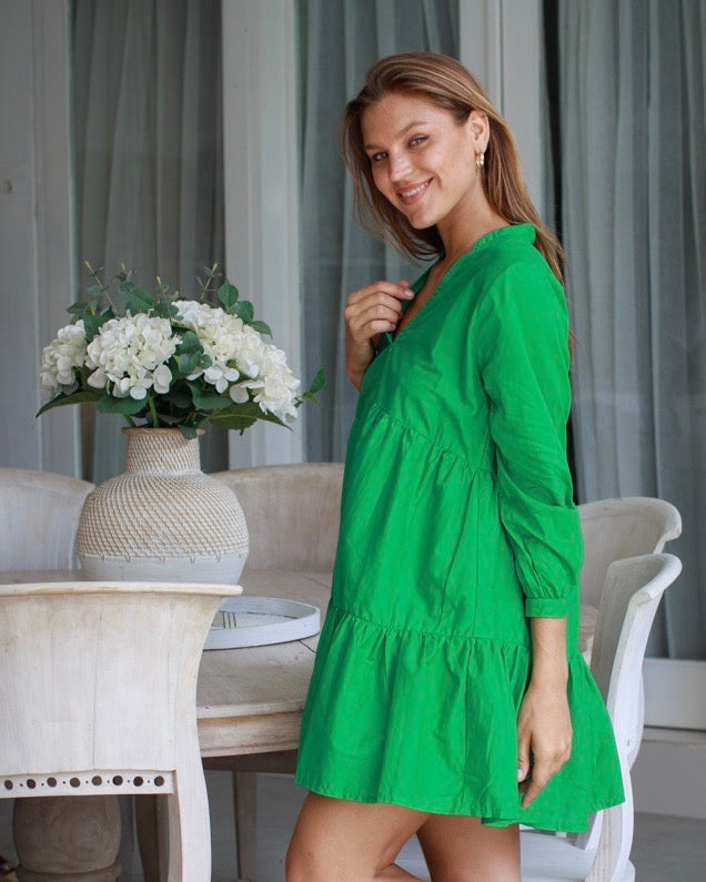 Morgan Dress - Green Cotton