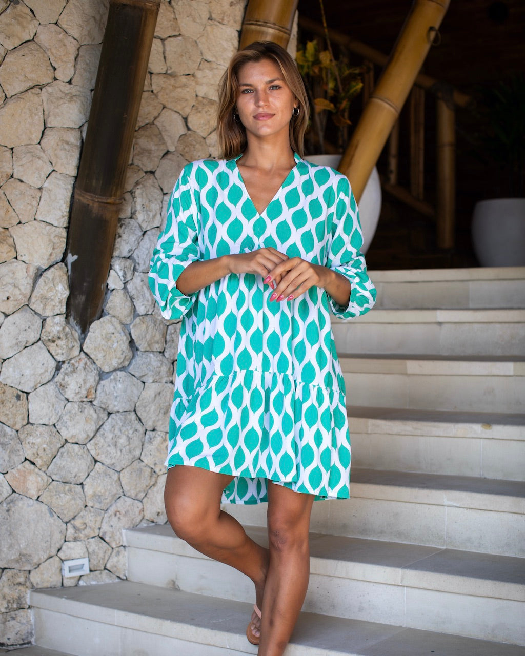 Morgan Dress - Green London Trellis