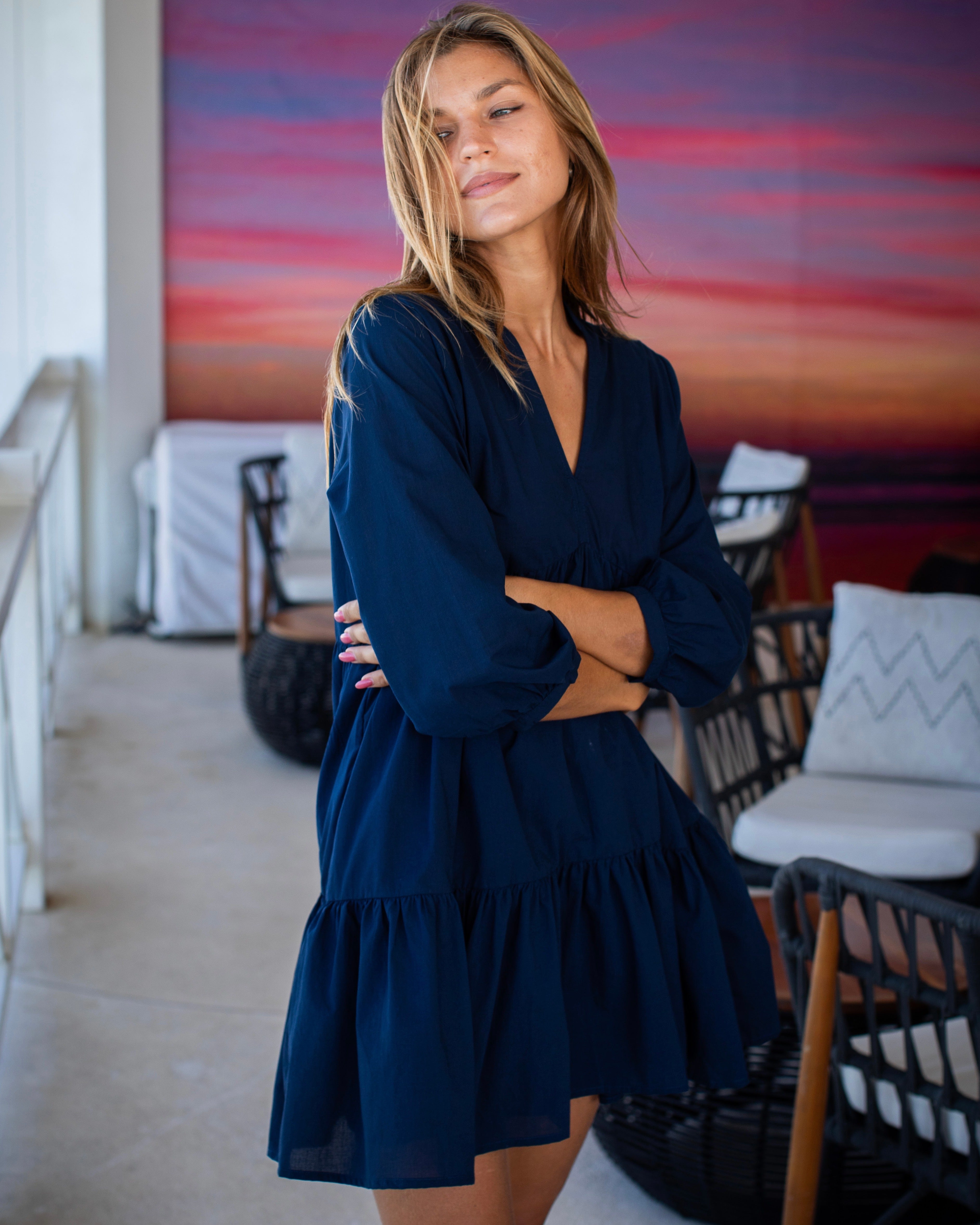 Morgan Dress - Navy Cotton