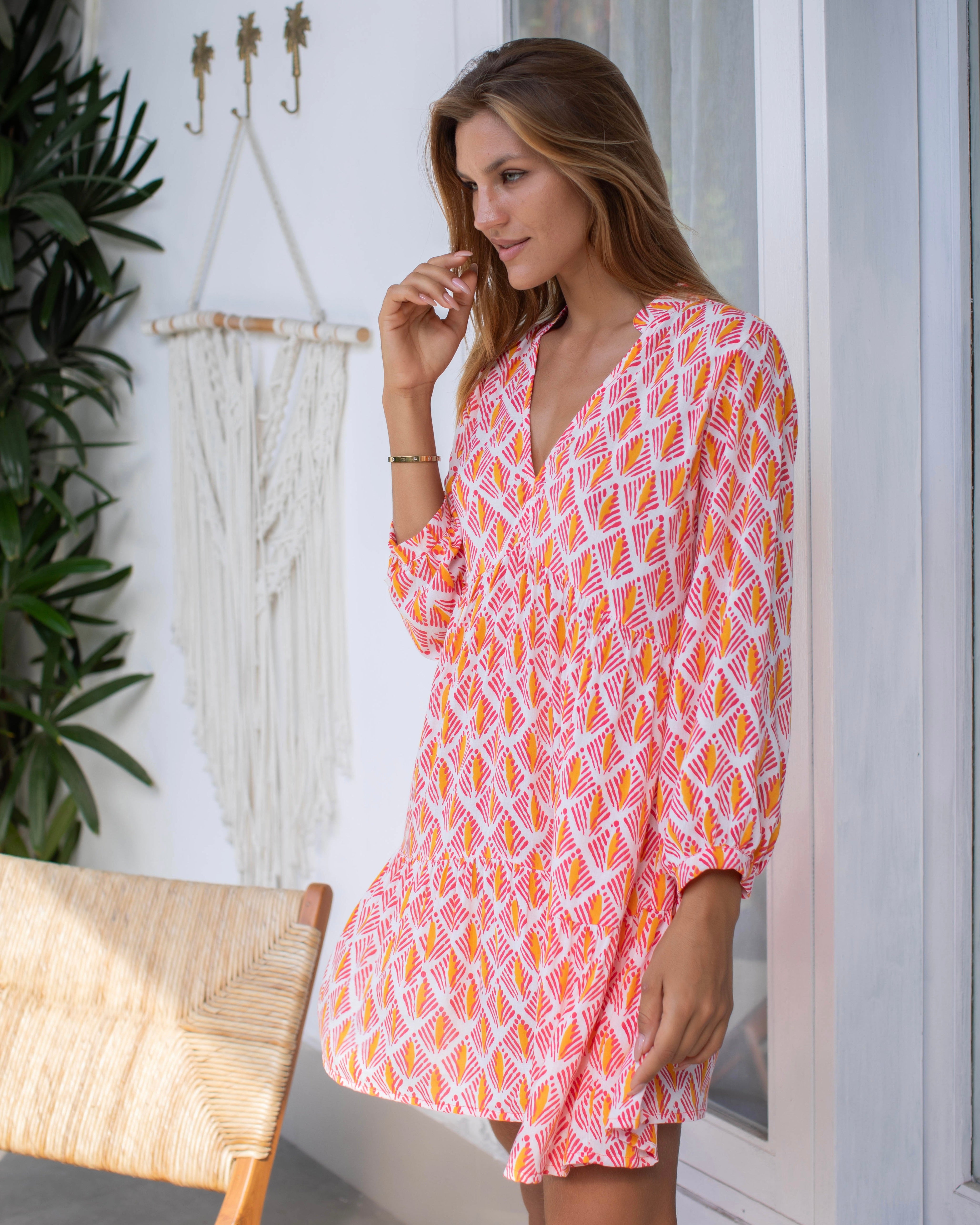 Morgan Dress - Pink/Orange Arrow