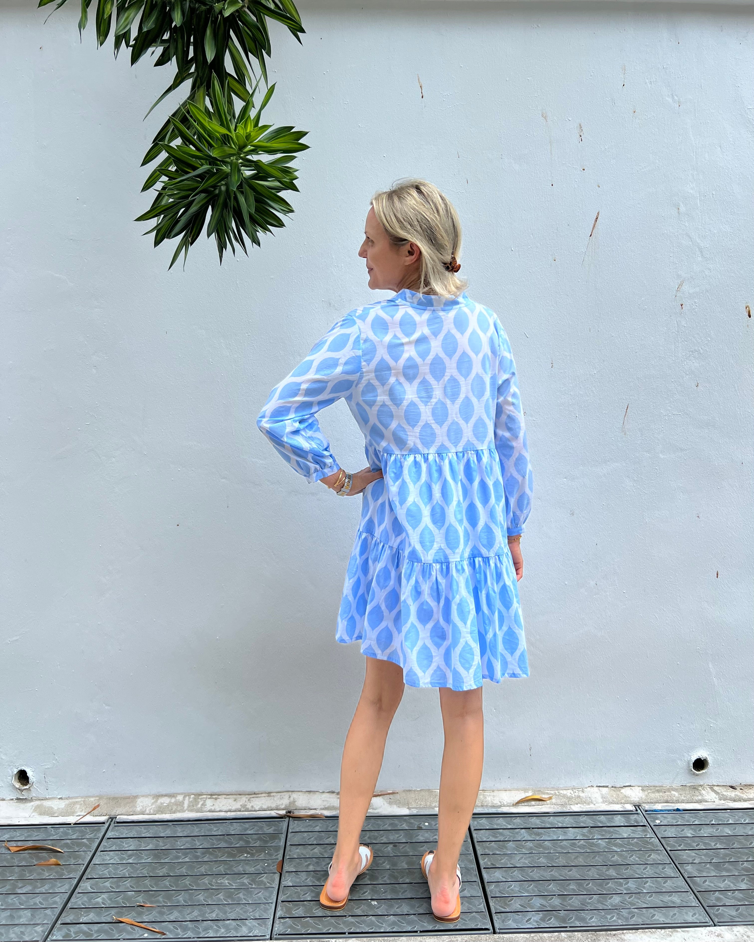 Morgan Dress - Alice Blue London Trellis Cotton