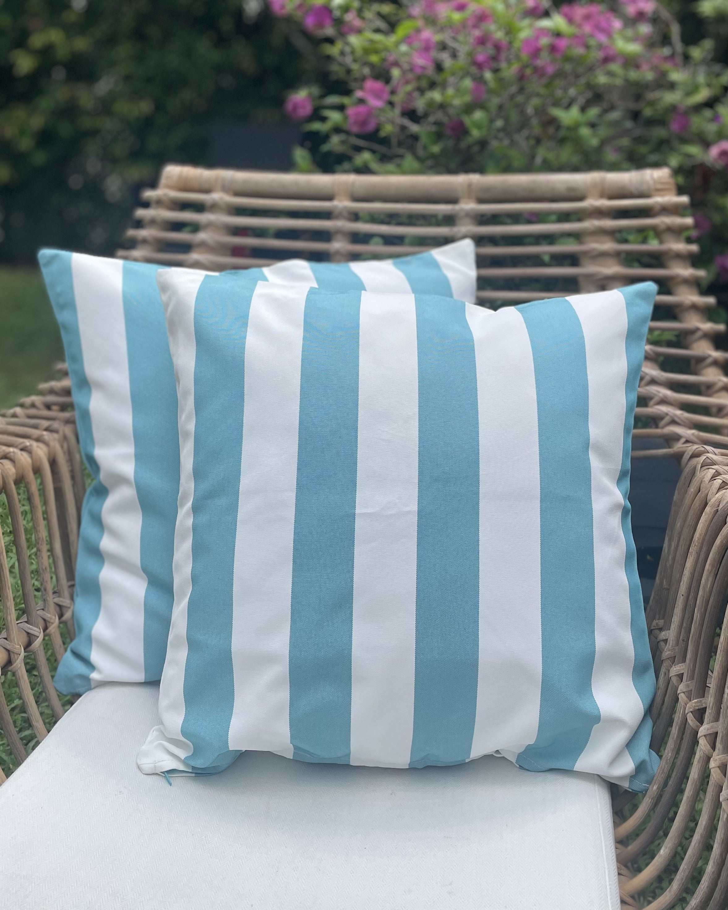 Mykonos Outdoor Cushion Cover - Aqua Stripe