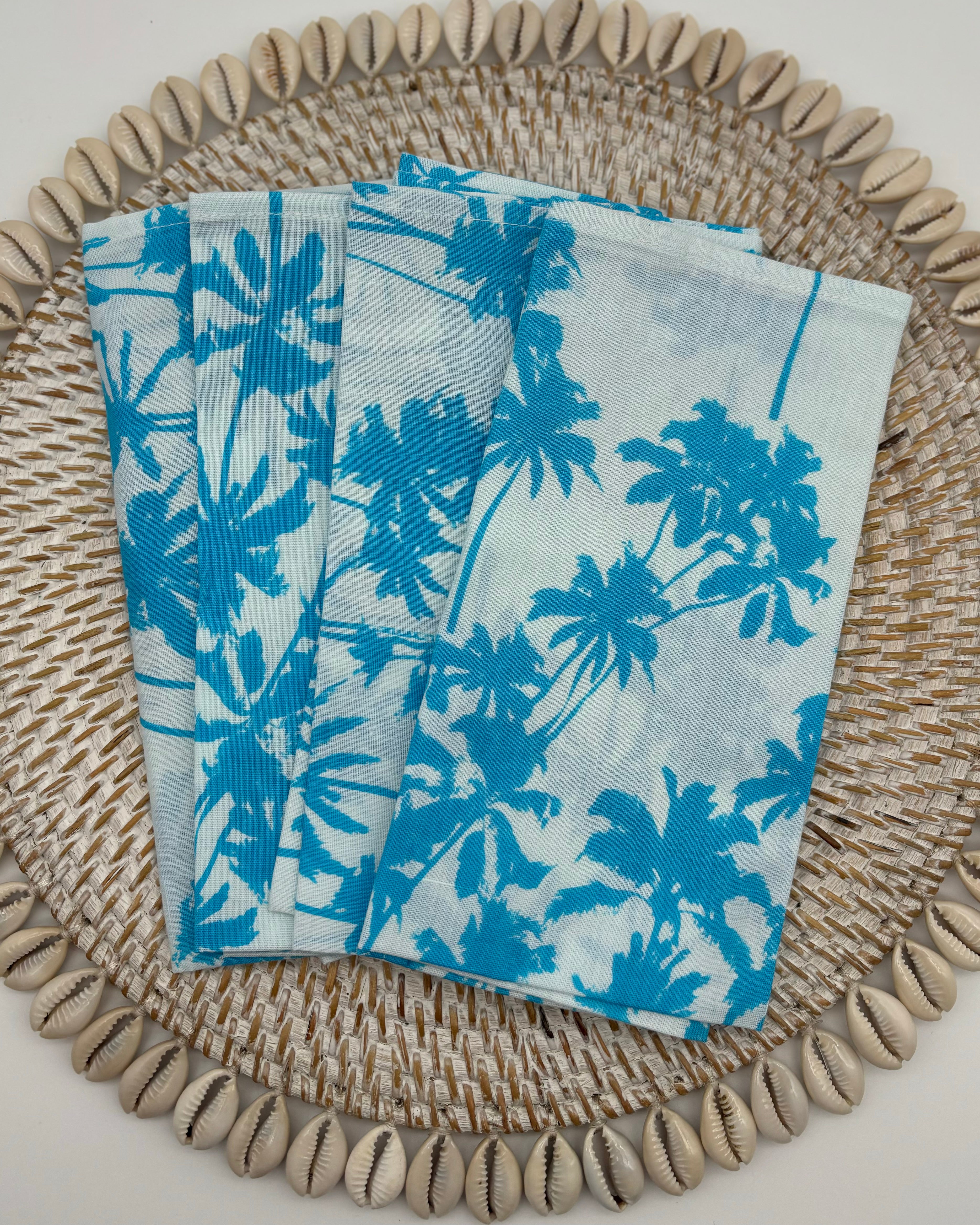 Napkins - Turquoise Palm Tree (Set Of 4)