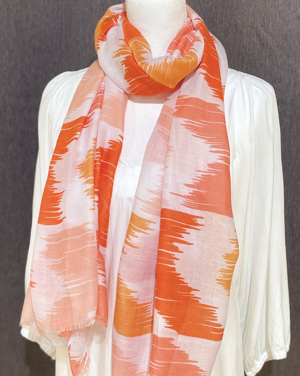 Orange Painted Chevron Scarf